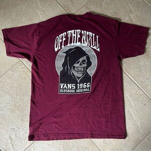 Vans Off The Wall Grim Reaper Graphic T-Shirt Maroon Men’s Large
